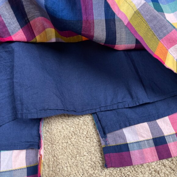 J Crew Dress Womens 0 Colorful Plaid Sleeveless Side Zip Button Front Sundress - Picture 8 of 9